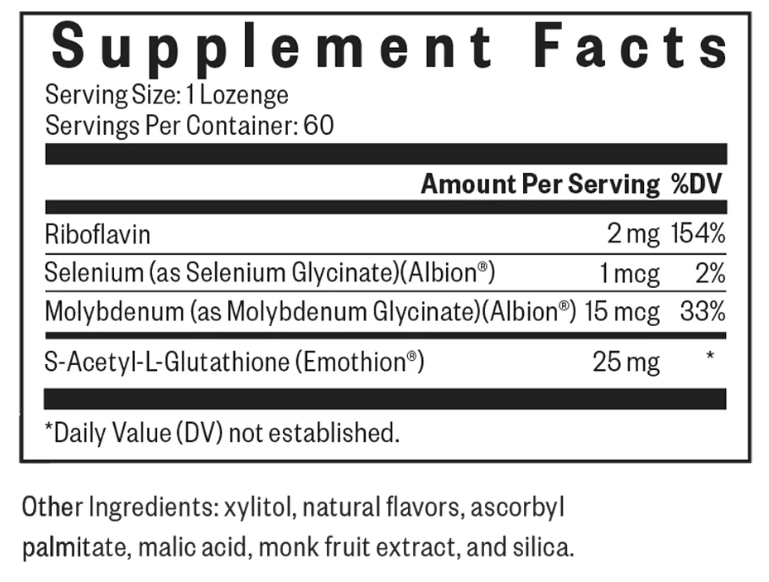 Glutathione with Cofactors Lozenge ( formerly Glutathione Plus Lozenge )